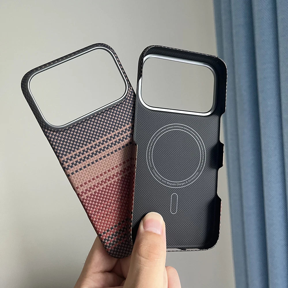 for Magnetic magsafe charger for iPhone 17 pro max carbon fiber case Ultra Thin aramid fiber cover for iPhone 17 pro carbon case