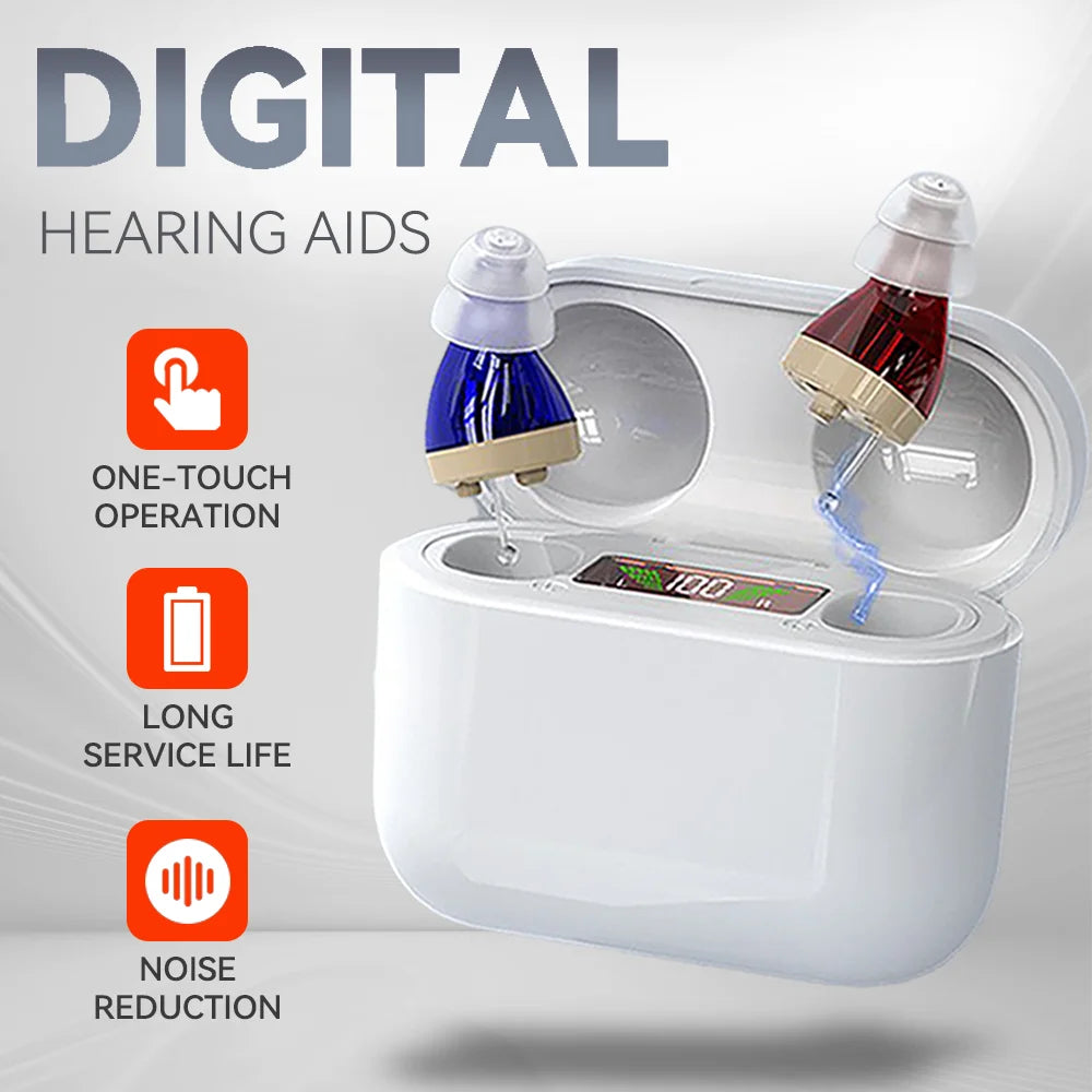 ITE Rechargeable Elderly Hearing Aid Deaf Invisible Hearing Aids Digital Display The Listening Device Wireless hearing Amplifier