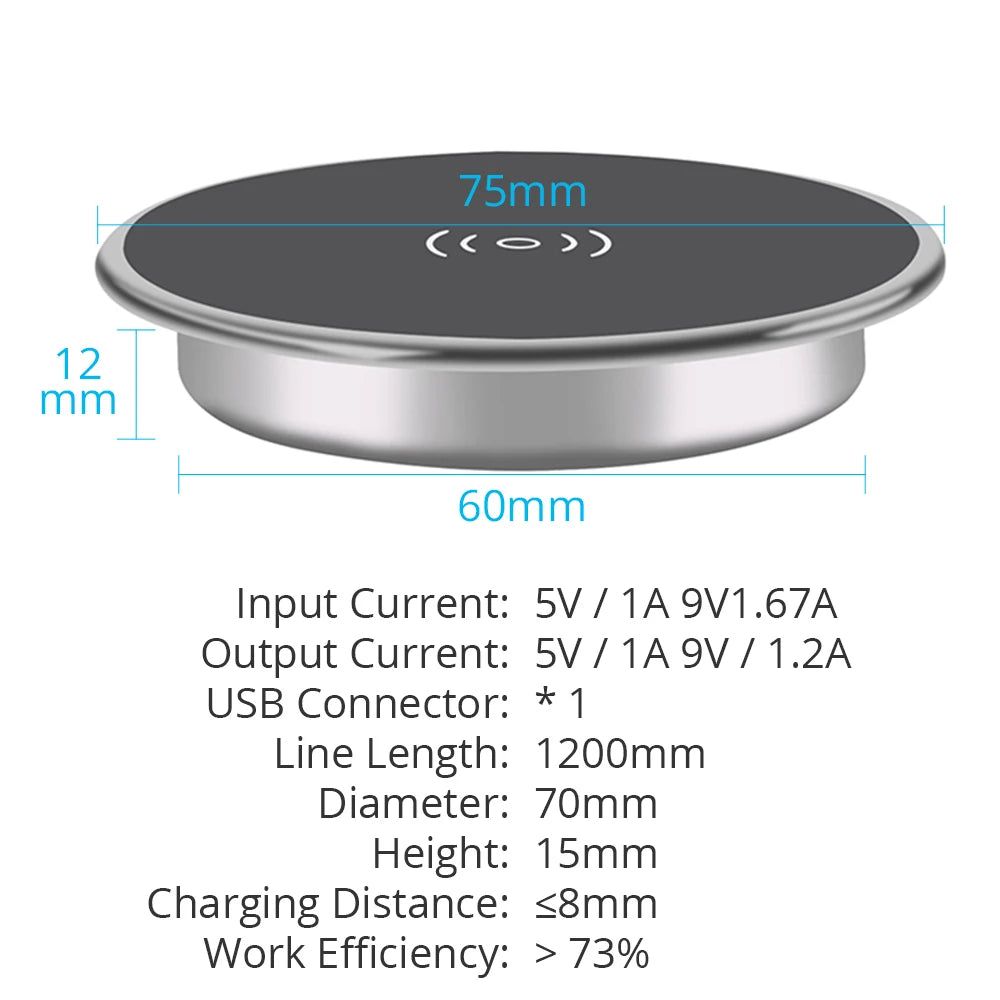 Desk Embeded Wireless Charger 15W Phone Charger 3.0 For xiaomi mi 11 10s Wireless Charging Pad For iphone 12 pro max x plus