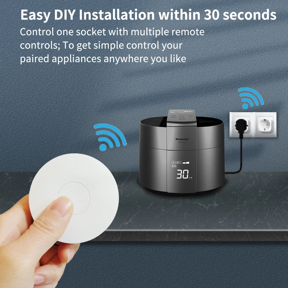 SIXWGH Switch Socket EU Plug Wireless remote control On-Off Power Outlet work with no battery required waterproof Wall Switch