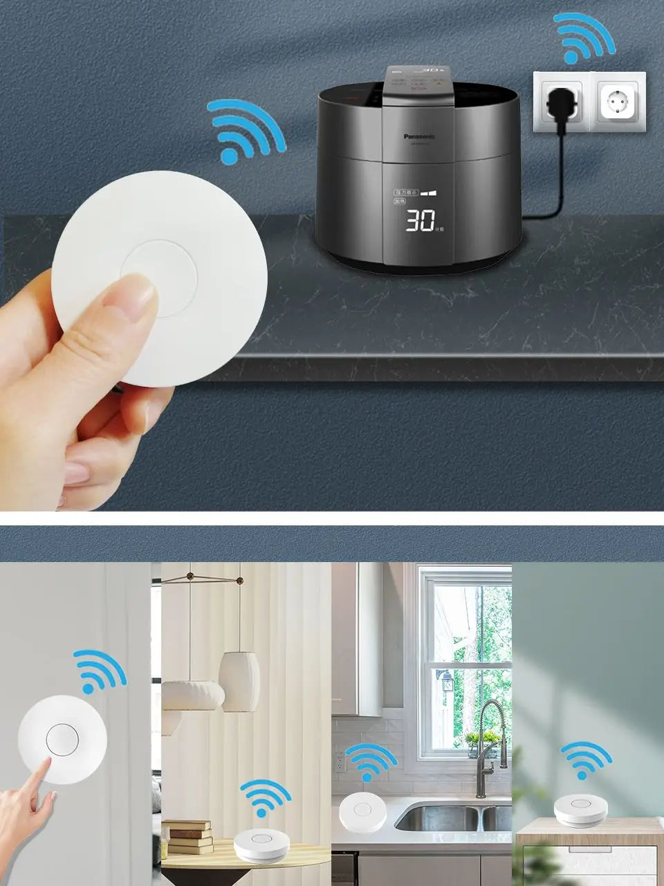 SIXWGH Switch Socket EU Plug Wireless remote control On-Off Power Outlet work with no battery required waterproof Wall Switch