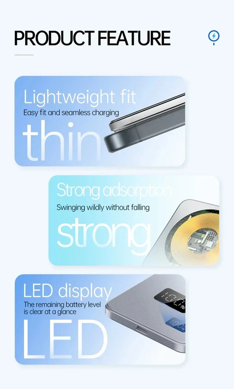 VIVO Magnetic Thin Wireless Power Bank Fast Charge 10000mAh Portable External Backup Battery Watch For Magsafe For iPhone Xiaomi