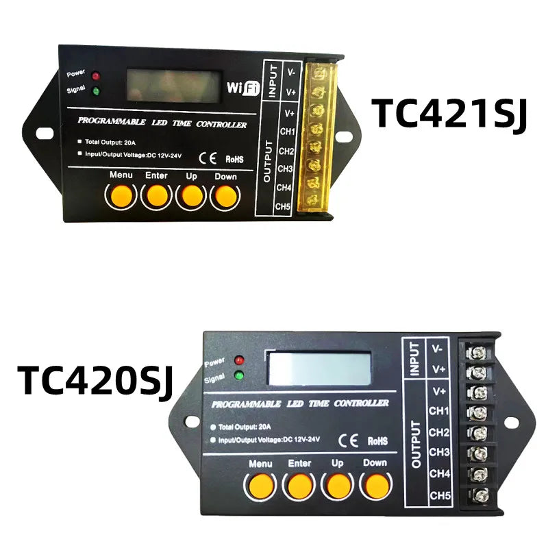 Touch Screen WiFi Time Programmable RGBW LED Controller TC421 TC420 TC421SJ TC420SJ NL502 12V 24V 5CH 20A LED Strip Dimmer