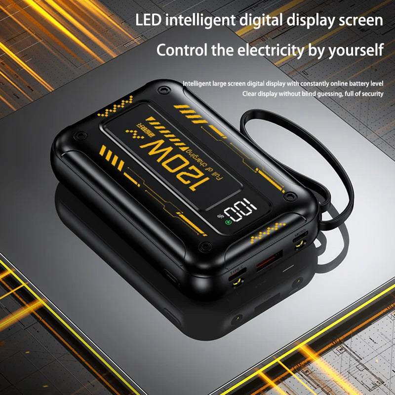 50000mAh Mech Wind Bidirectional Super Fast Charging Mini Convenient Comes With Cable Power Bank PD22.5W Mobile Power Bank
