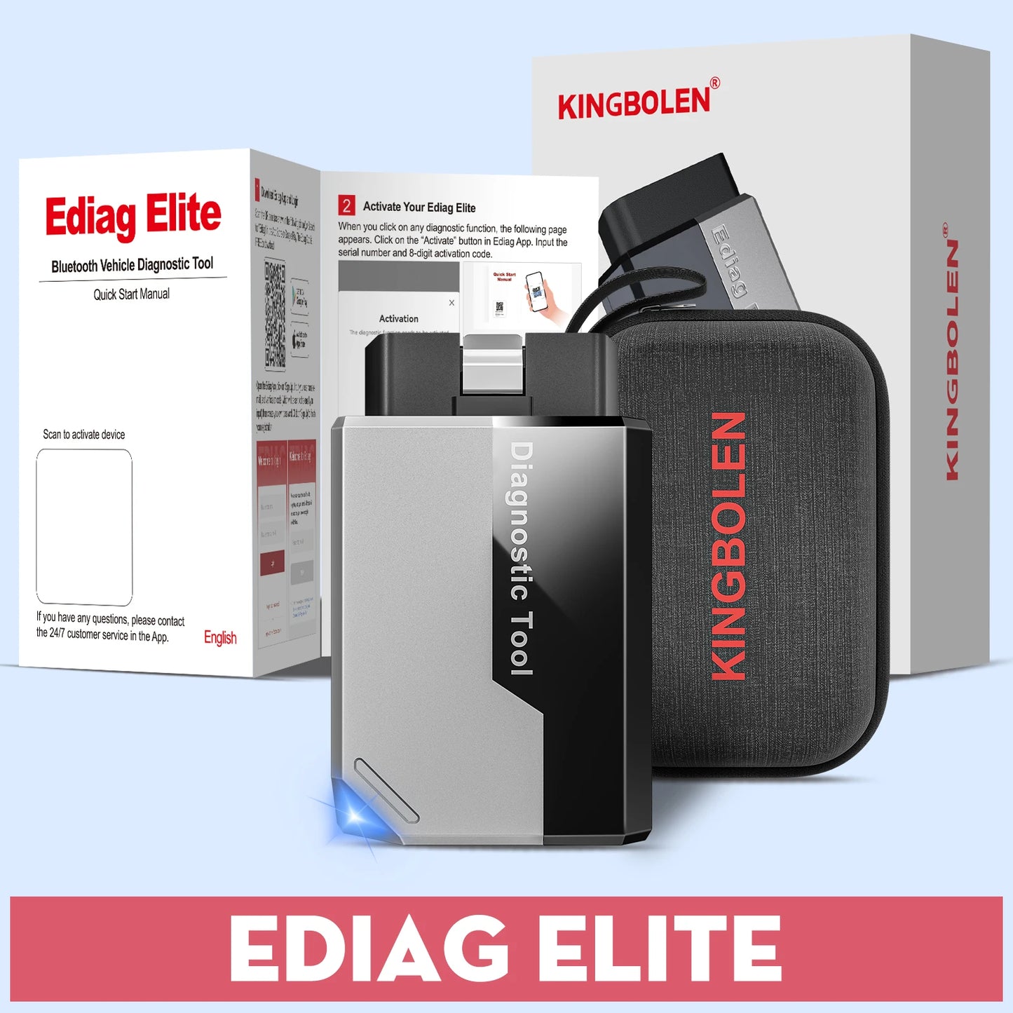 2026 New KINGBOLEN Ediag Elite Lifetime free Car Diagnostic Tools All system 15 Resets Bi-directional Test  Auto Scanner OBD2