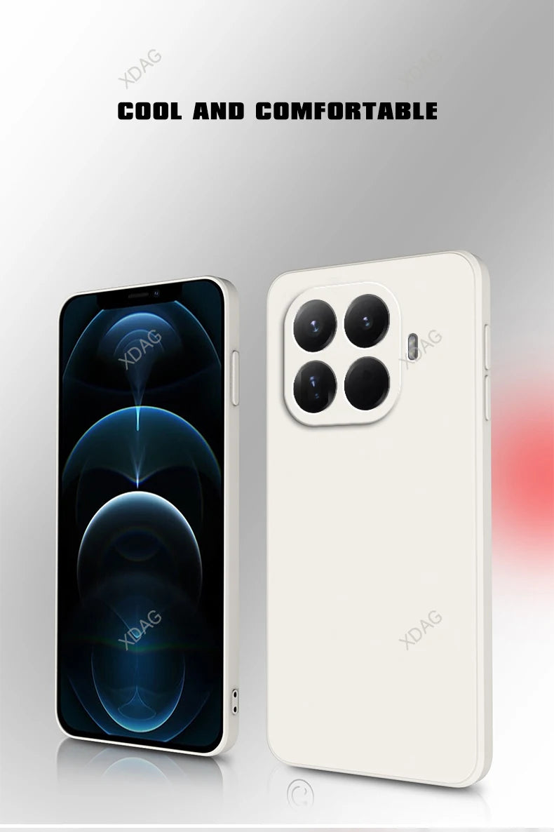 Original for Xiaomi 15T/15T Pro 5G Phone Case Liquid Silicone Internal Flocking Soft Shockproof Back Cover Classic Square Design