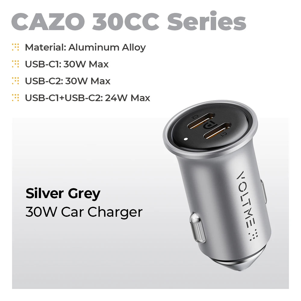 VOLTME 30W PD USB C Car Charger Fast Charging Type C Car Charger super charge cars USB Charger For iPhone 15 14 13 Pro Max
