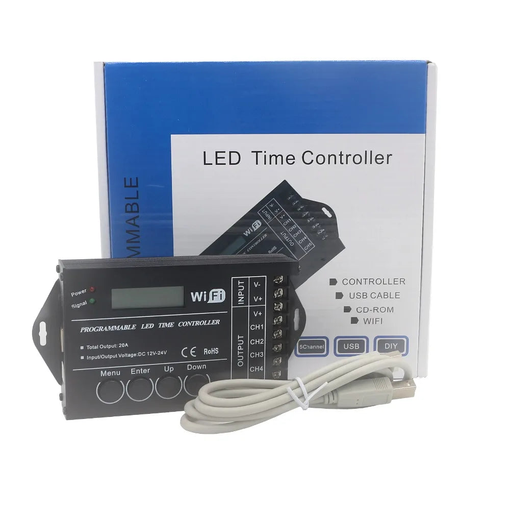 Touch Screen WiFi Time Programmable RGBW LED Controller TC421 TC420 TC421SJ TC420SJ NL502 12V 24V 5CH 20A LED Strip Dimmer