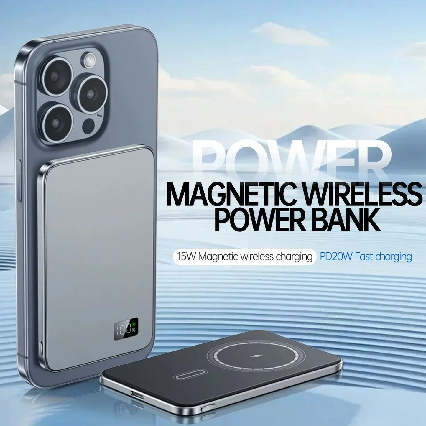 VIVO 500000mAh 3C Certification Thin Power Bank Ultra For MagSafe 22.5W Magnetic Wireless Fast Charging Portable Battery Display
