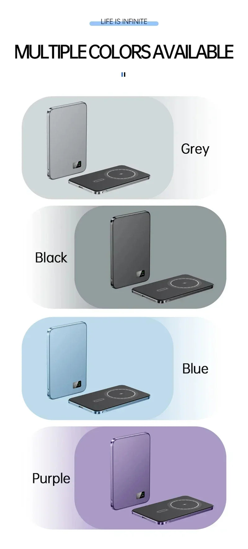 VIVO Magnetic Thin Wireless Power Bank Fast Charge 10000mAh Portable External Backup Battery Watch For Magsafe For iPhone Xiaomi
