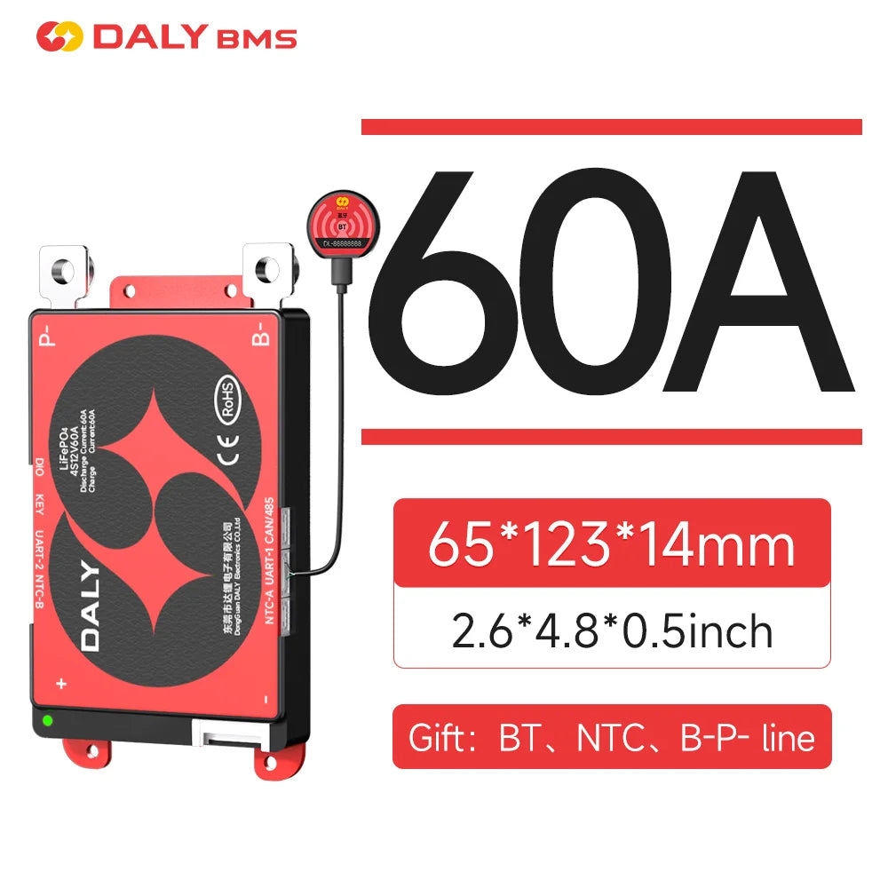 Daly Smart BMS 4S Lifepo4 12V 100A 3S 8S 24V 40A 60A 150A 16S 48V 200A 250A BMS with CANBUS RS485 Li-ion 3.7V 3.2V Battery BMS