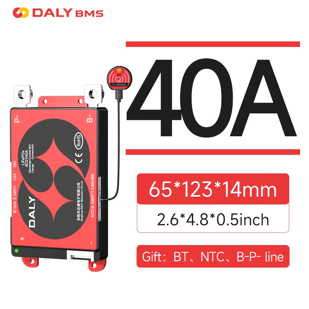 Daly Smart BMS 4S Lifepo4 12V 100A 3S 8S 24V 40A 60A 150A 16S 48V 200A 250A BMS with CANBUS RS485 Li-ion 3.7V 3.2V Battery BMS