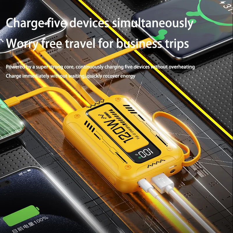 50000mAh Mech Wind Bidirectional Super Fast Charging Mini Convenient Comes With Cable Power Bank PD22.5W Mobile Power Bank
