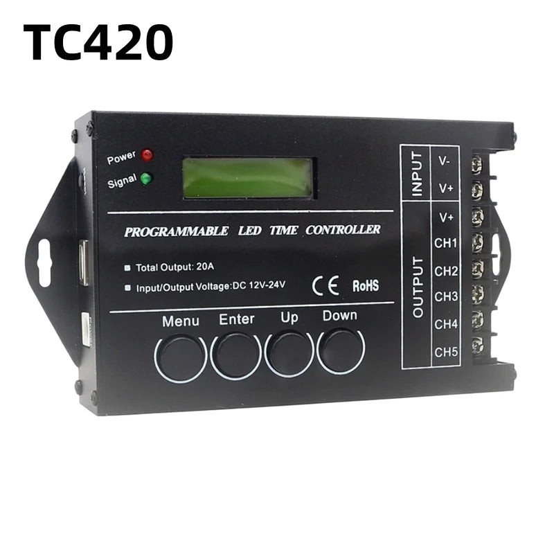Touch Screen WiFi Time Programmable RGBW LED Controller TC421 TC420 TC421SJ TC420SJ NL502 12V 24V 5CH 20A LED Strip Dimmer