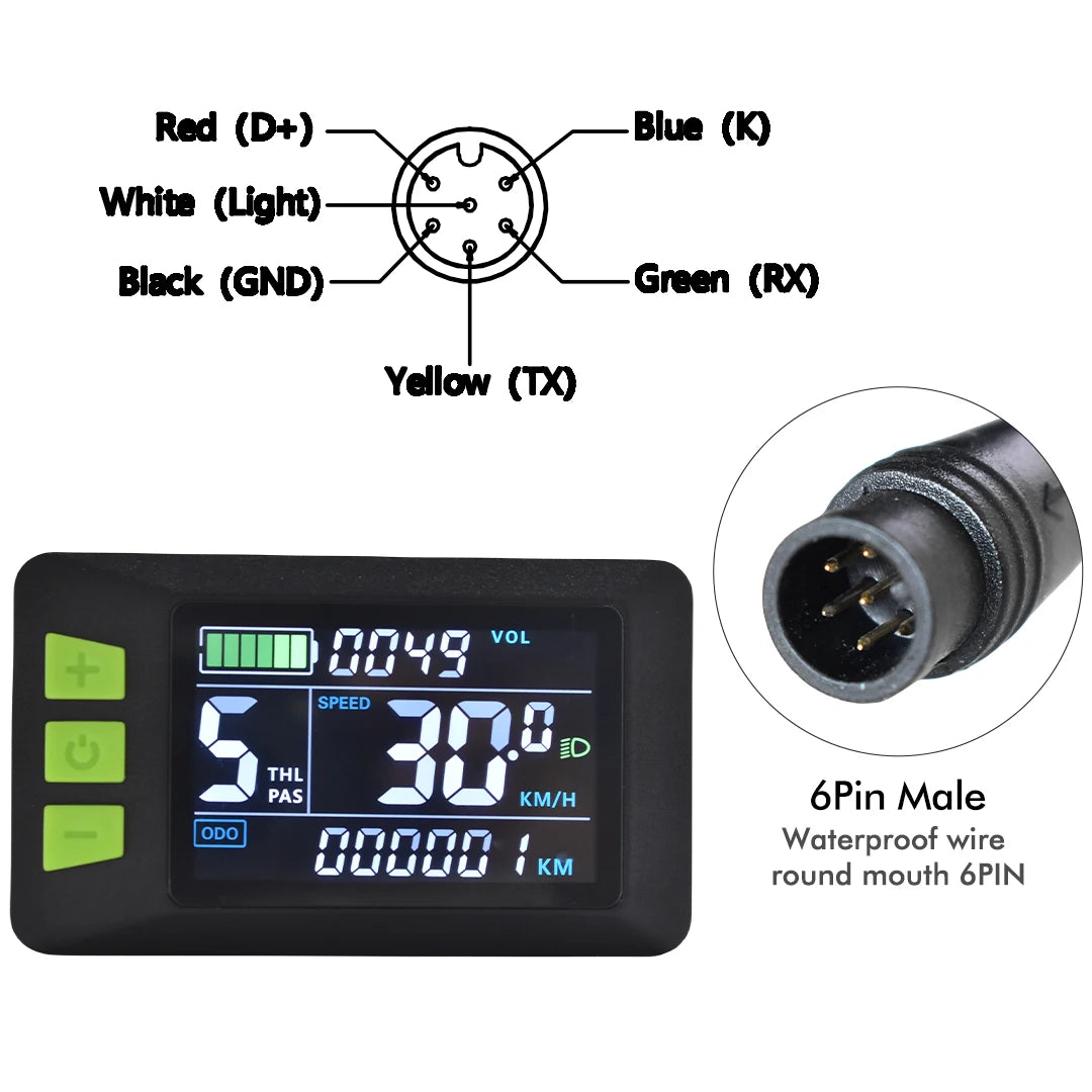 UART 2 P3C Electric Bike LCD Display Meter E Scooter LCD Panel With USB UART For Mountain Electric Bike Parts (5PIN)