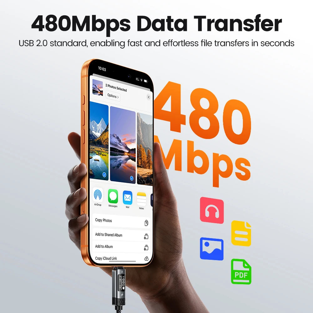Toocki PD 100W USB C Cable 6A Fast Charging OLED Digital Display Cable For Huawei P70 60 Mate 70 60 Honor Xiaomi iPhone 17 16Pro