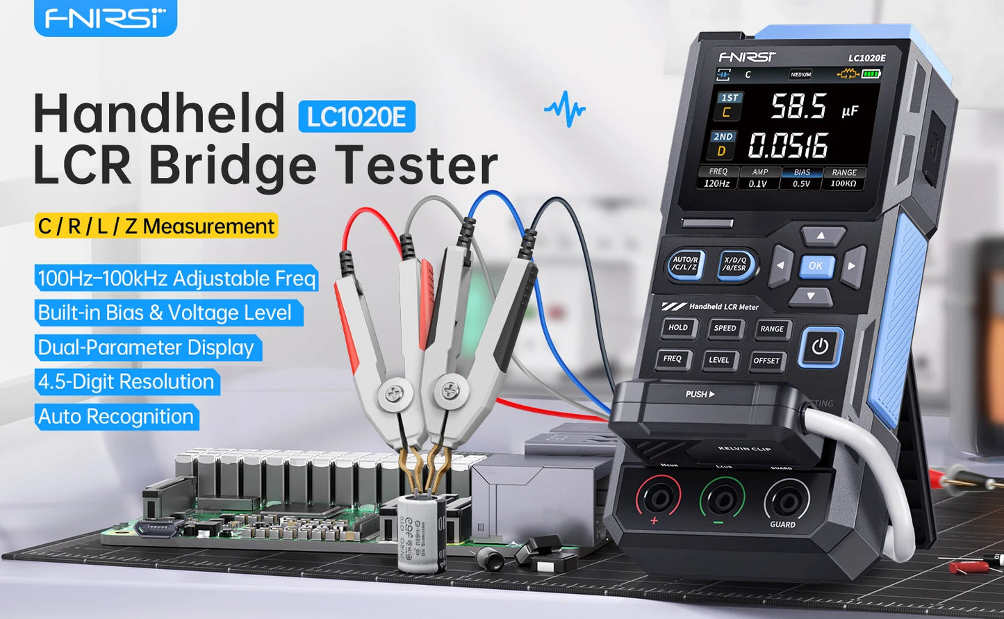 FNIRSI LCR-ST1 Mini Smart Tweezer LCR SMD ESR Tester Resistance Capacitance Inductance Continuity Diode Test Measurement Tools