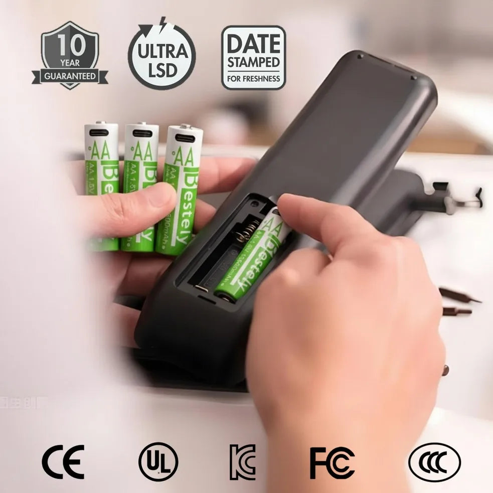 Rechargeable AA Battery13600mAh & AAA Battery 6800mAh,Li-ion Batteries with USB Type C Cables,1.5V Long Life Low Self-discharge