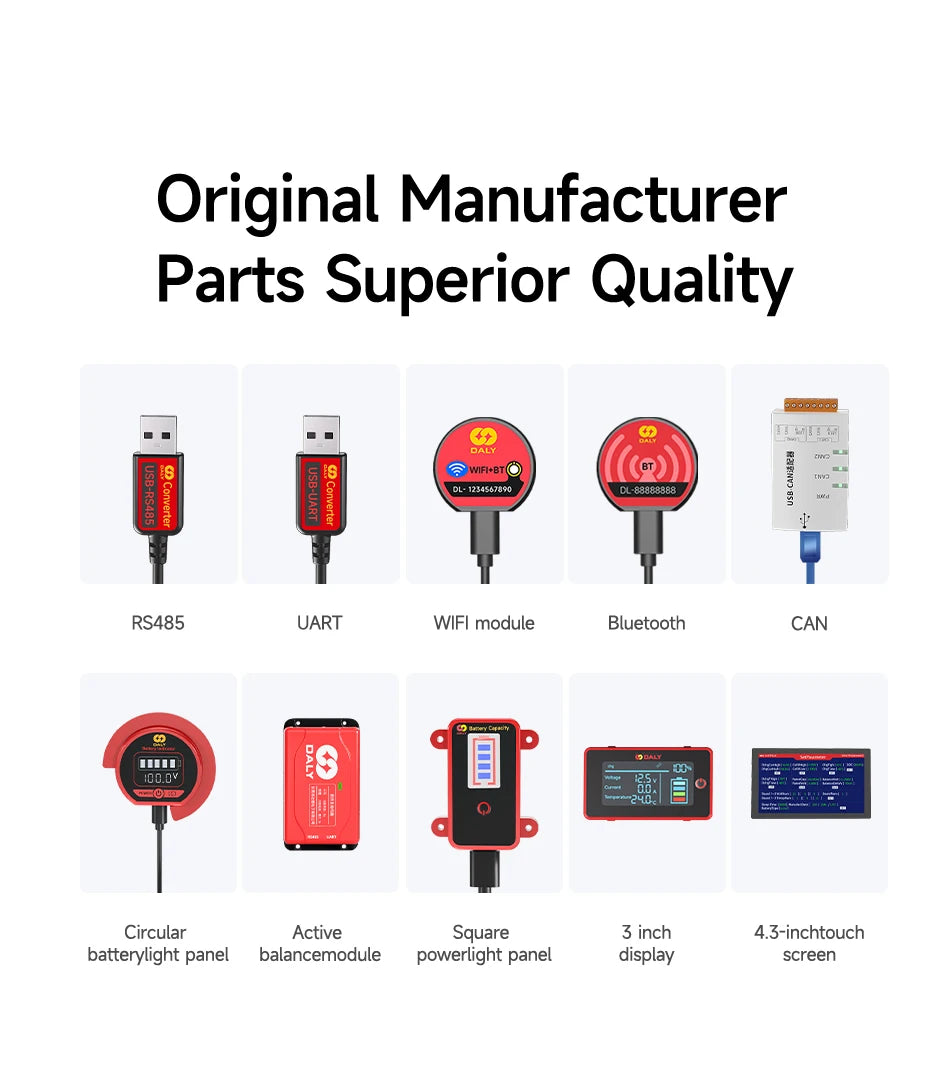 Daly Smart BMS 4S Lifepo4 12V 100A 3S 8S 24V 40A 60A 150A 16S 48V 200A 250A BMS with CANBUS RS485 Li-ion 3.7V 3.2V Battery BMS