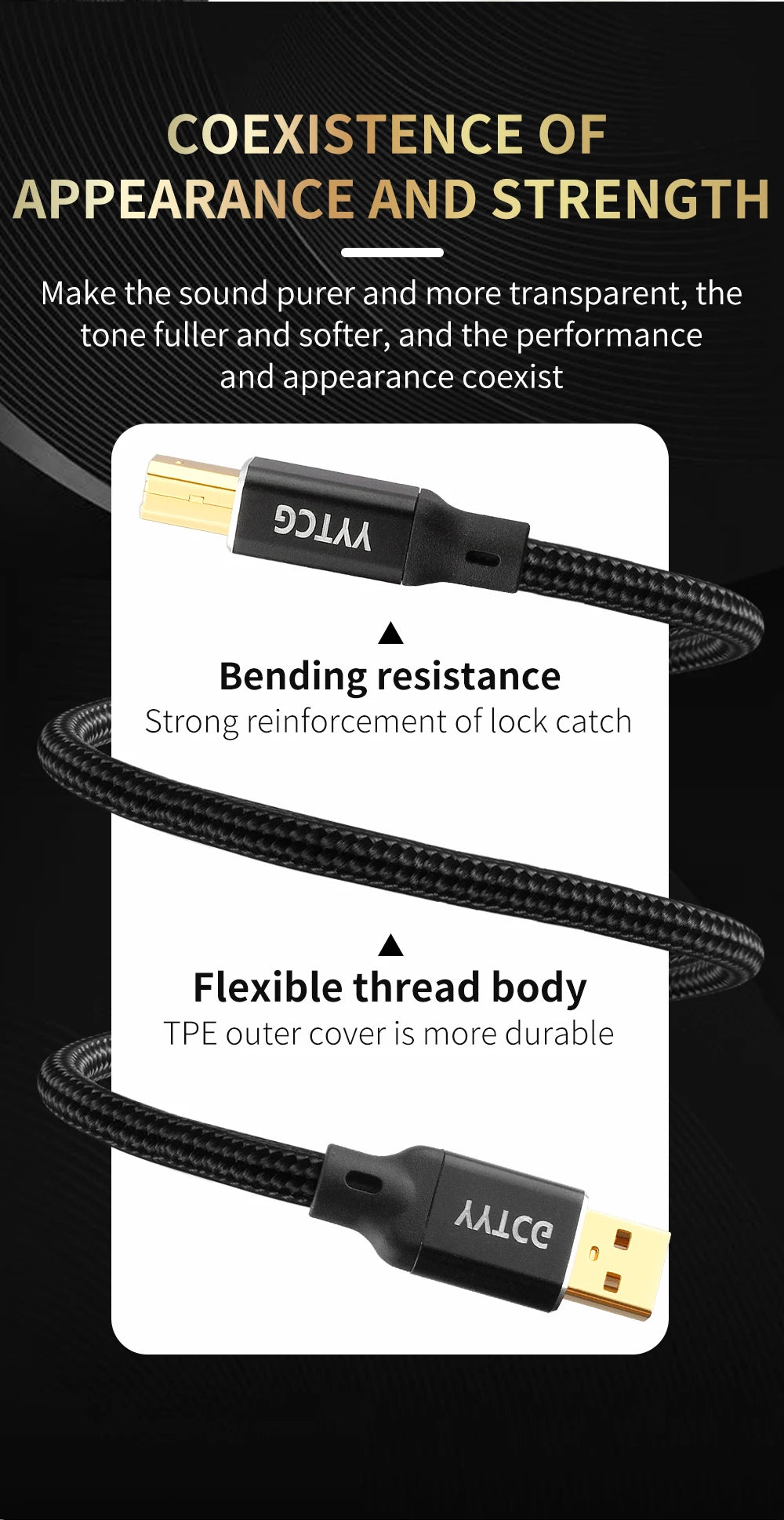 YYTCG Hifi USB Cable High Quality OCC Silver Plating DAC A-B C-B C-C Digital AB Audio Type A to Type B Hifi Usb Typec Cable