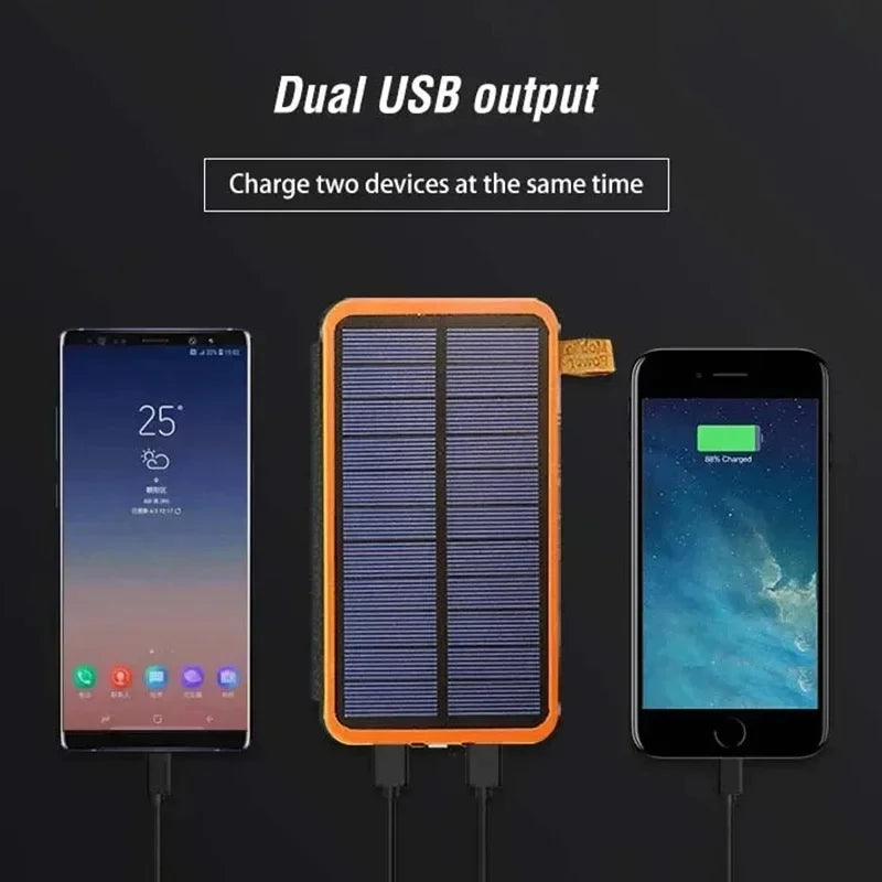 Lenovo Solar Power Bank 200000mAh 4 Solar Panels Wireless Charger Portable External Battery LED Flashlight for Outdoor Travel