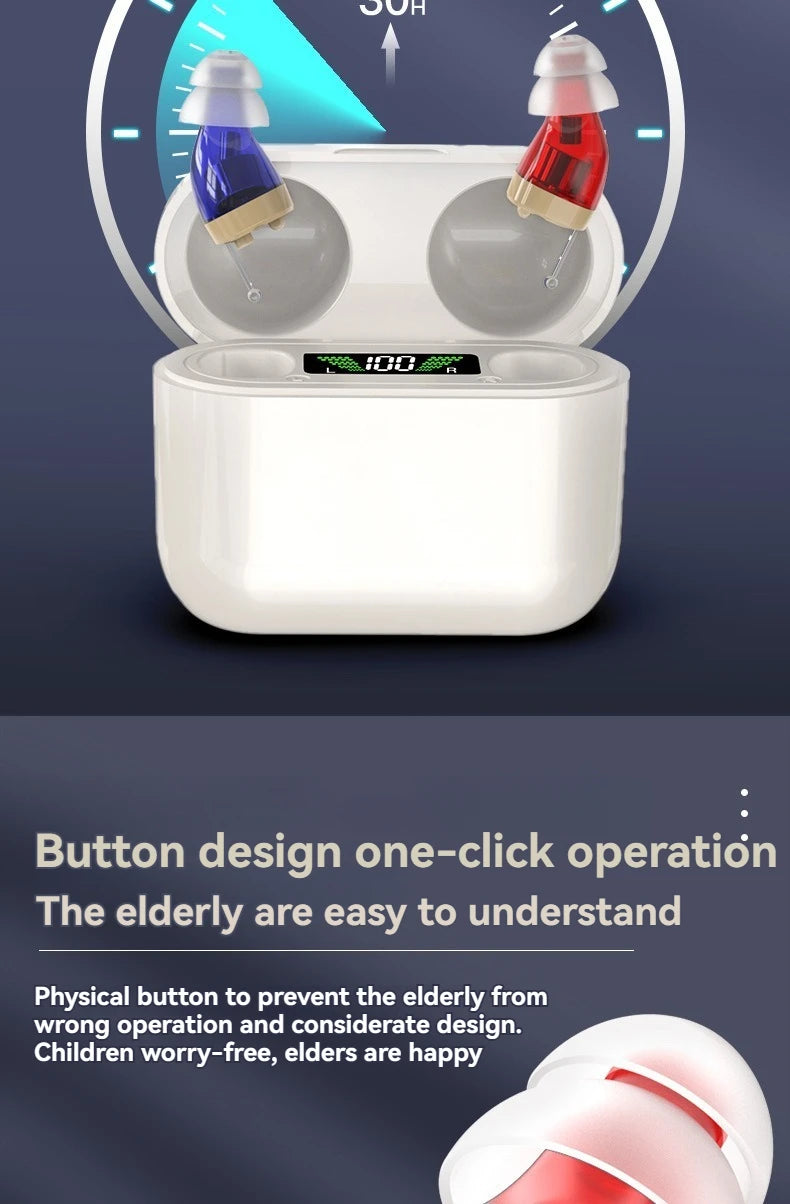 ITE Rechargeable Elderly Hearing Aid Deaf Invisible Hearing Aids Digital Display The Listening Device Wireless hearing Amplifier