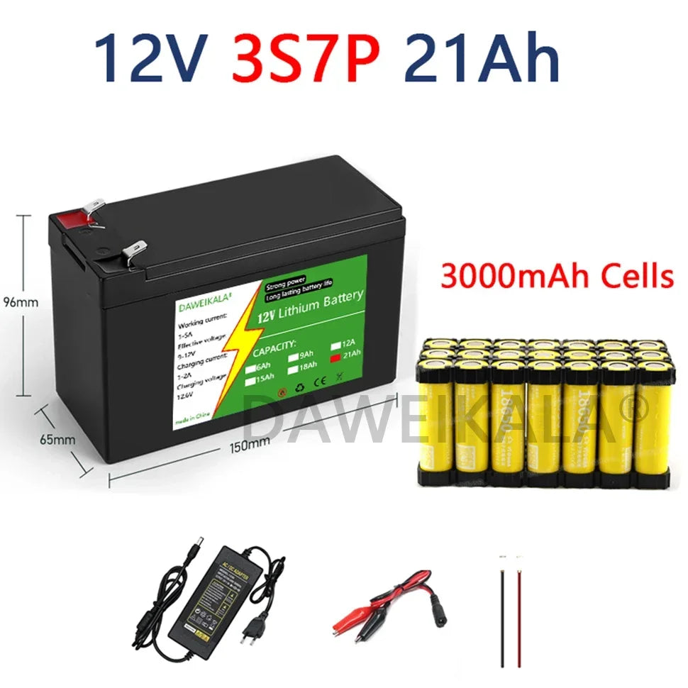 12V Lithium Battery 3S7P Rechargeable Battery 20Ah 21Ah for Solar Energy Electric Vehicle LED power Outdoor supply Battery