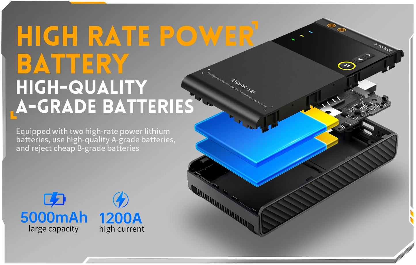 FNIRSI SWM-10 Mini Spot Welder, 5000mAh, for assembling 18650 batteries, 0.25mm