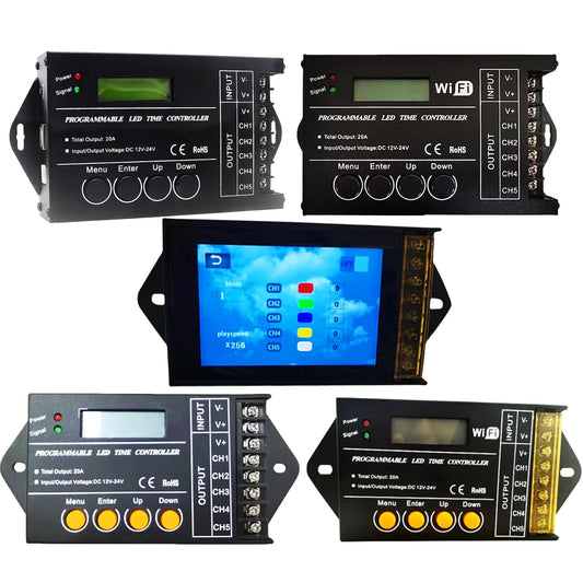 Touch Screen WiFi Time Programmable RGBW LED Controller TC421 TC420 TC421SJ TC420SJ NL502 12V 24V 5CH 20A LED Strip Dimmer