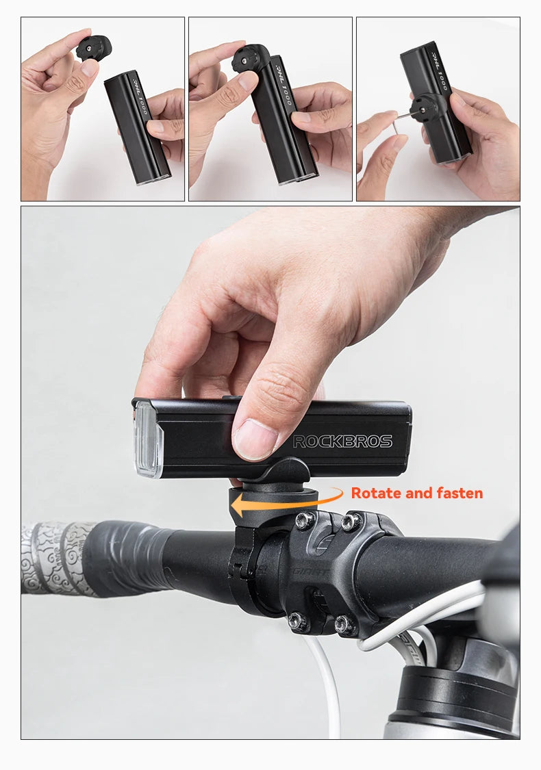 ROCKBROS 1000 Lumen Bike Light 4500mAh Bike Lamp modes Bicycle Headlight LED Flashlight Bike Accessories