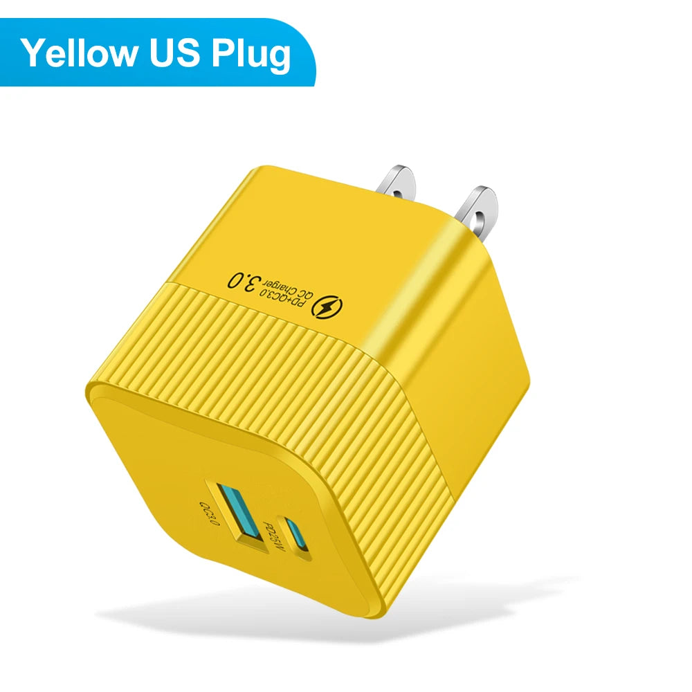 2 Ports PD 25W USB C Fast Charger KR EU Mini Travel Plug Phone Fast Charging Adapter for iPhone 15 Pro Max Oneplus