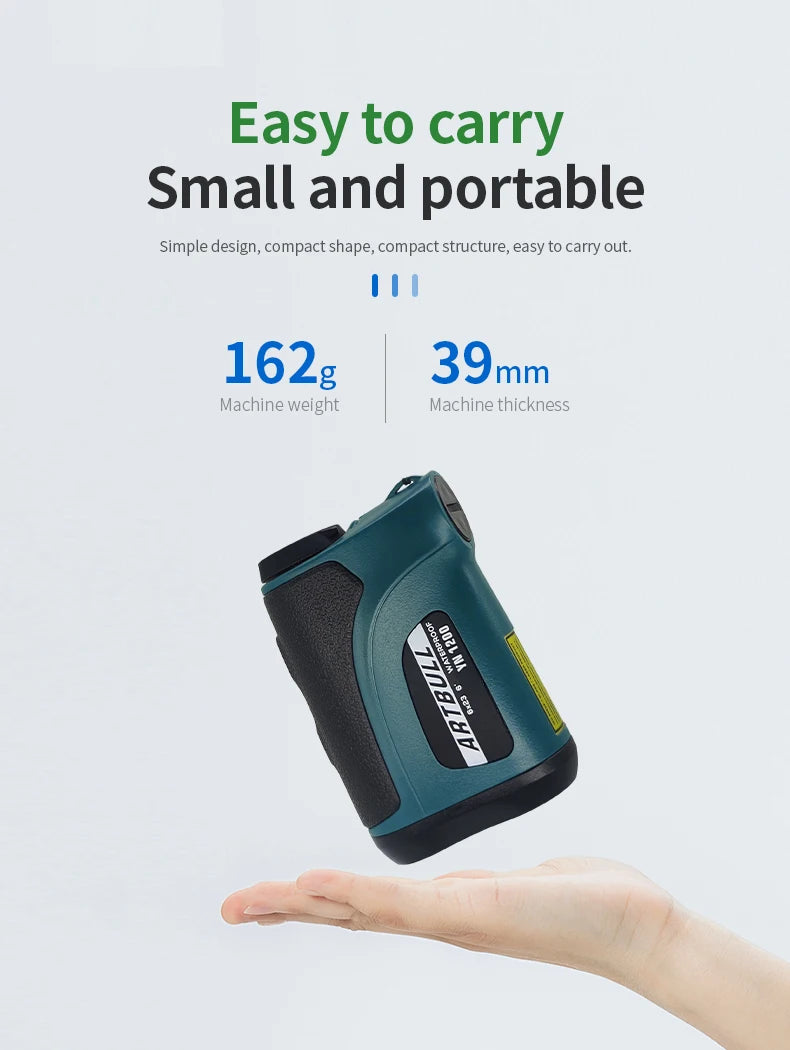 ARTBULL Laser Rangefinder Hunting Outdoor 1200M Golf Rangefinder with Flag-Lock Slope Adjusted Distance Meter