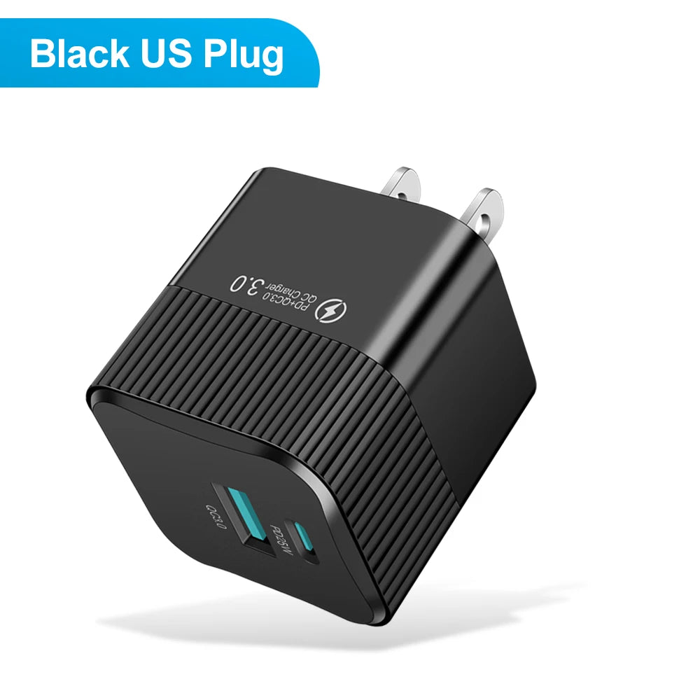 2 Ports PD 25W USB C Fast Charger KR EU Mini Travel Plug Phone Fast Charging Adapter for iPhone 15 Pro Max Oneplus