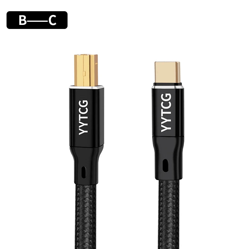 YYTCG Hifi USB Cable High Quality OCC Silver Plating DAC A-B C-B C-C Digital AB Audio Type A to Type B Hifi Usb Typec Cable