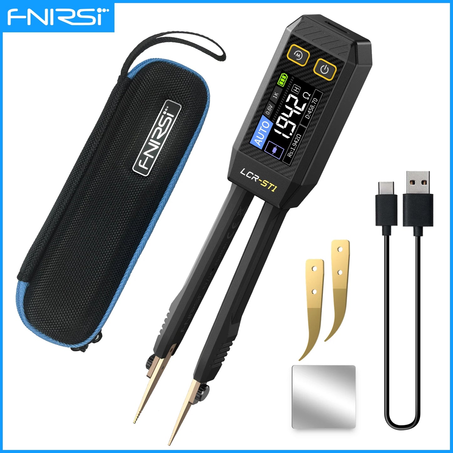 FNIRSI LCR-ST1 Mini Smart Tweezer LCR SMD ESR Tester Resistance Capacitance Inductance Continuity Diode Test Measurement Tools