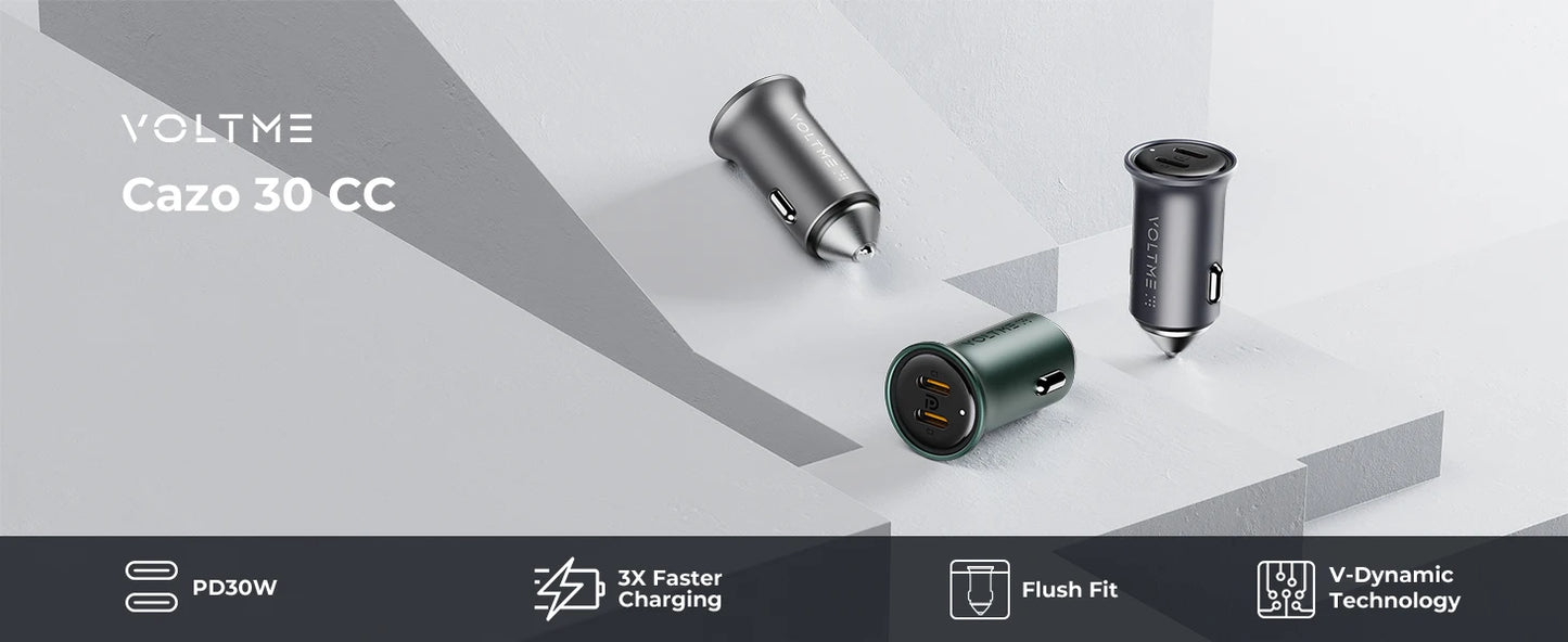 VOLTME 30W PD USB C Car Charger Fast Charging Type C Car Charger super charge cars USB Charger For iPhone 15 14 13 Pro Max