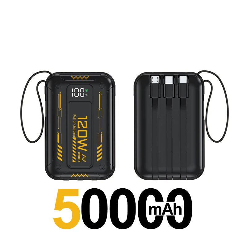 50000mAh Mech Wind Bidirectional Super Fast Charging Mini Convenient Comes With Cable Power Bank PD22.5W Mobile Power Bank