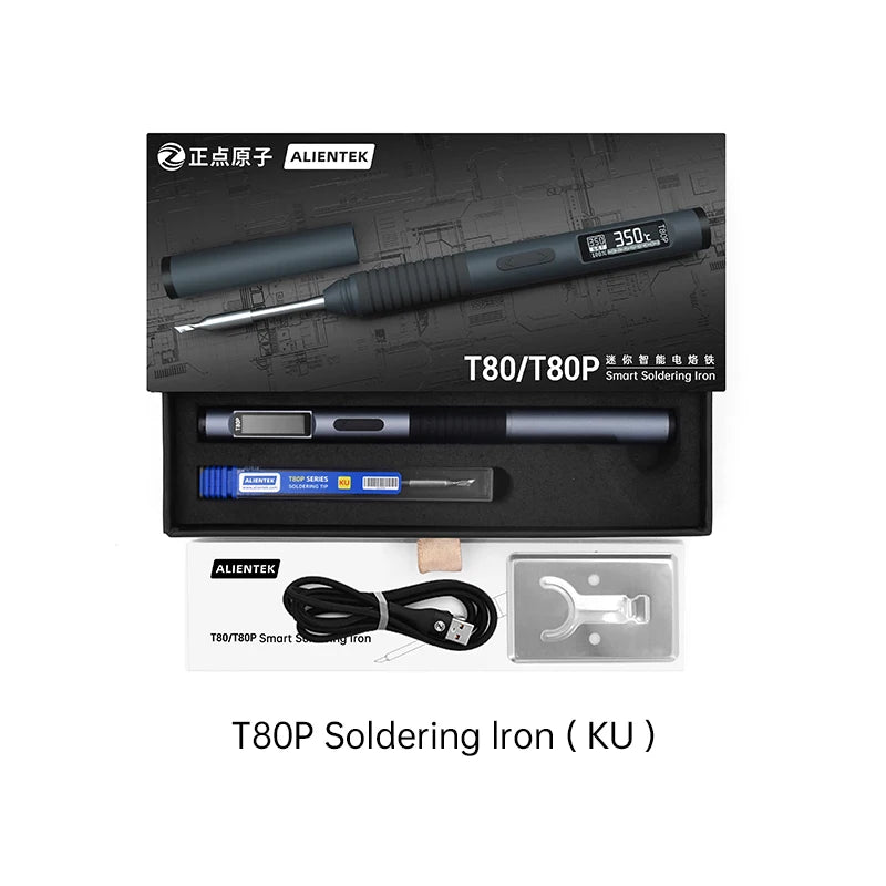 ALIENTEK T80 T80P Soldering iron DC 20V 80-450℃ Adjustable Temperature Precision Repair Station PD 100W Portable Heat Tool