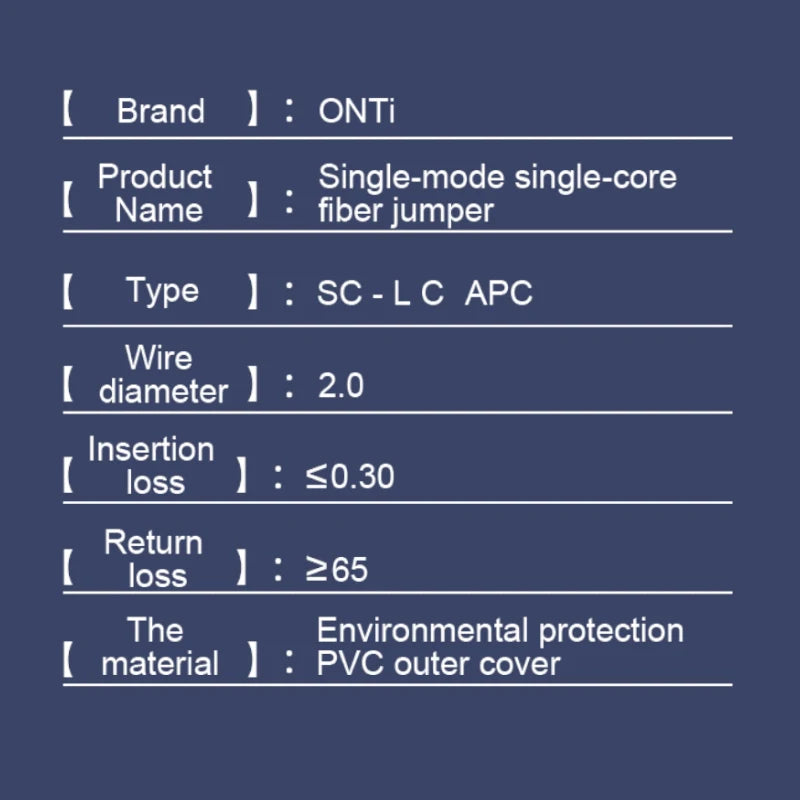 ONTi 0.5-100m SC/APC-LC/APC Fiber Optic Patch Cord 2.0mm SingleMode OS2 Optical Cable SM Simplex Fiber Optic Jumper FTTH