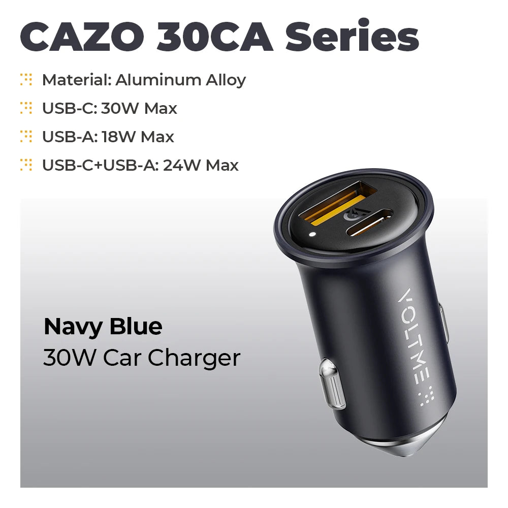 VOLTME 30W PD USB C Car Charger Fast Charging Type C Car Charger super charge cars USB Charger For iPhone 15 14 13 Pro Max
