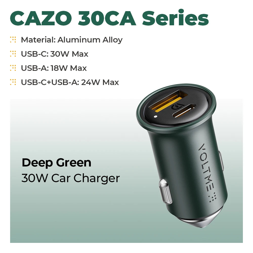 VOLTME 30W PD USB C Car Charger Fast Charging Type C Car Charger super charge cars USB Charger For iPhone 15 14 13 Pro Max