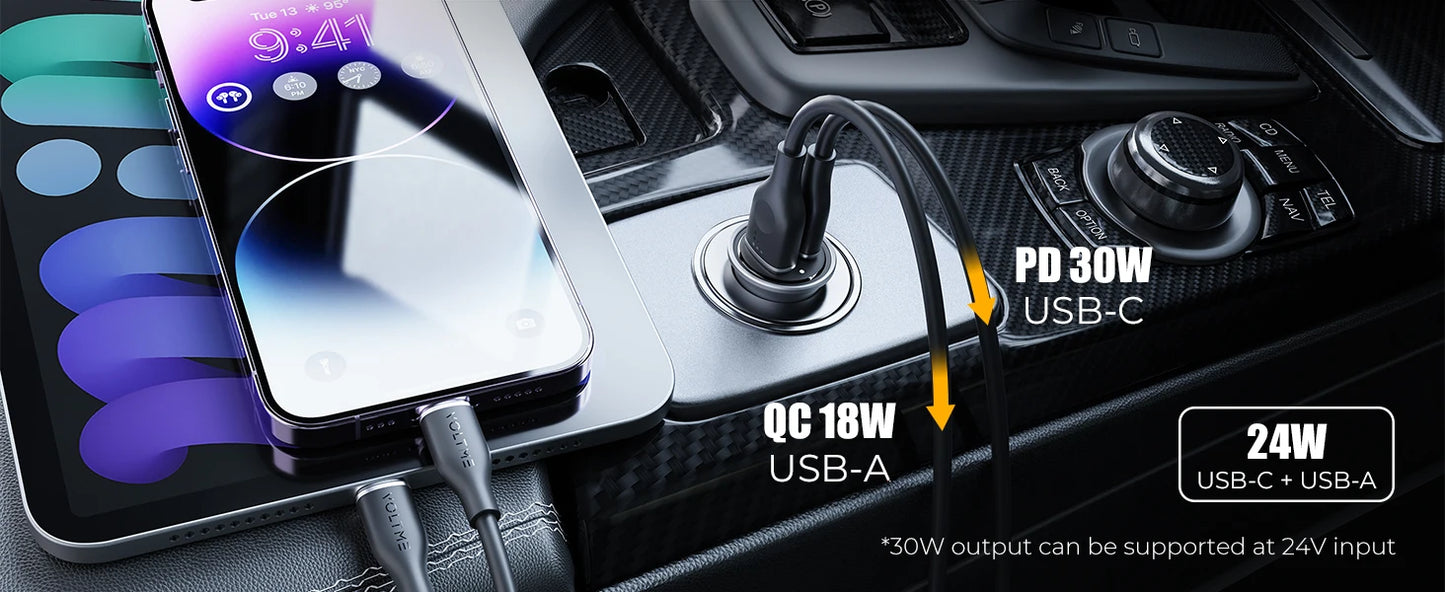 VOLTME 30W PD USB C Car Charger Fast Charging Type C Car Charger super charge cars USB Charger For iPhone 15 14 13 Pro Max