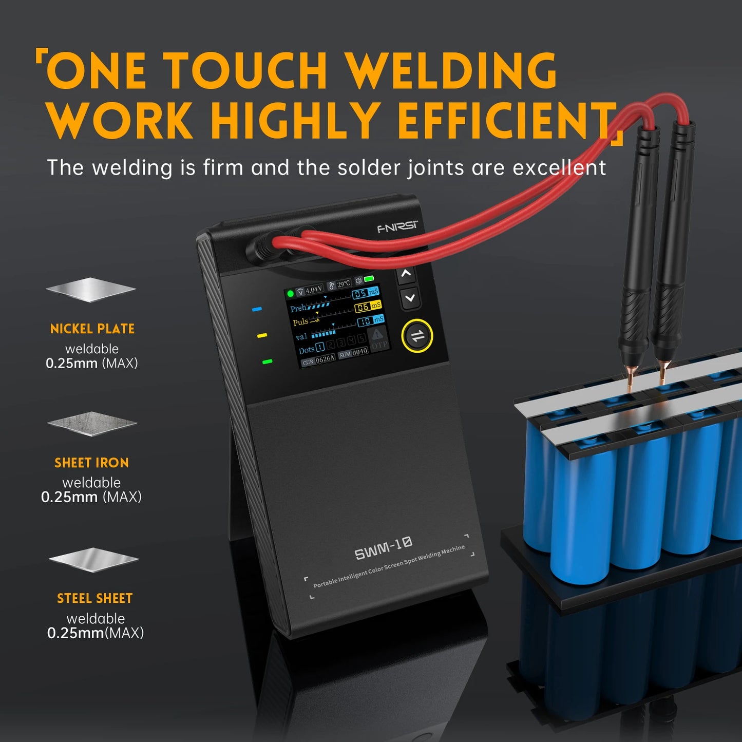 FNIRSI SWM-10 Mini Spot Welder, 5000mAh, for assembling 18650 batteries, 0.25mm