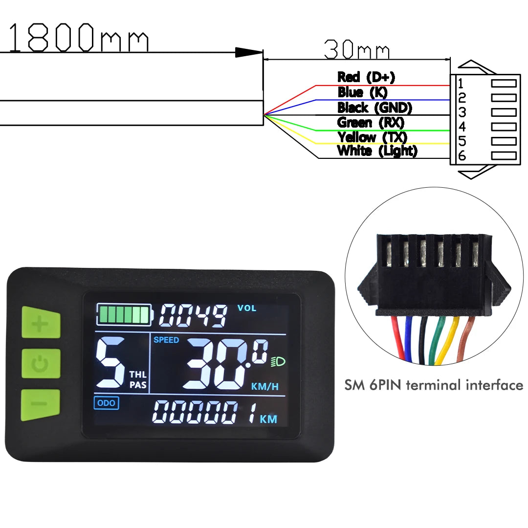 UART 2 P3C Electric Bike LCD Display Meter E Scooter LCD Panel With USB UART For Mountain Electric Bike Parts (5PIN)