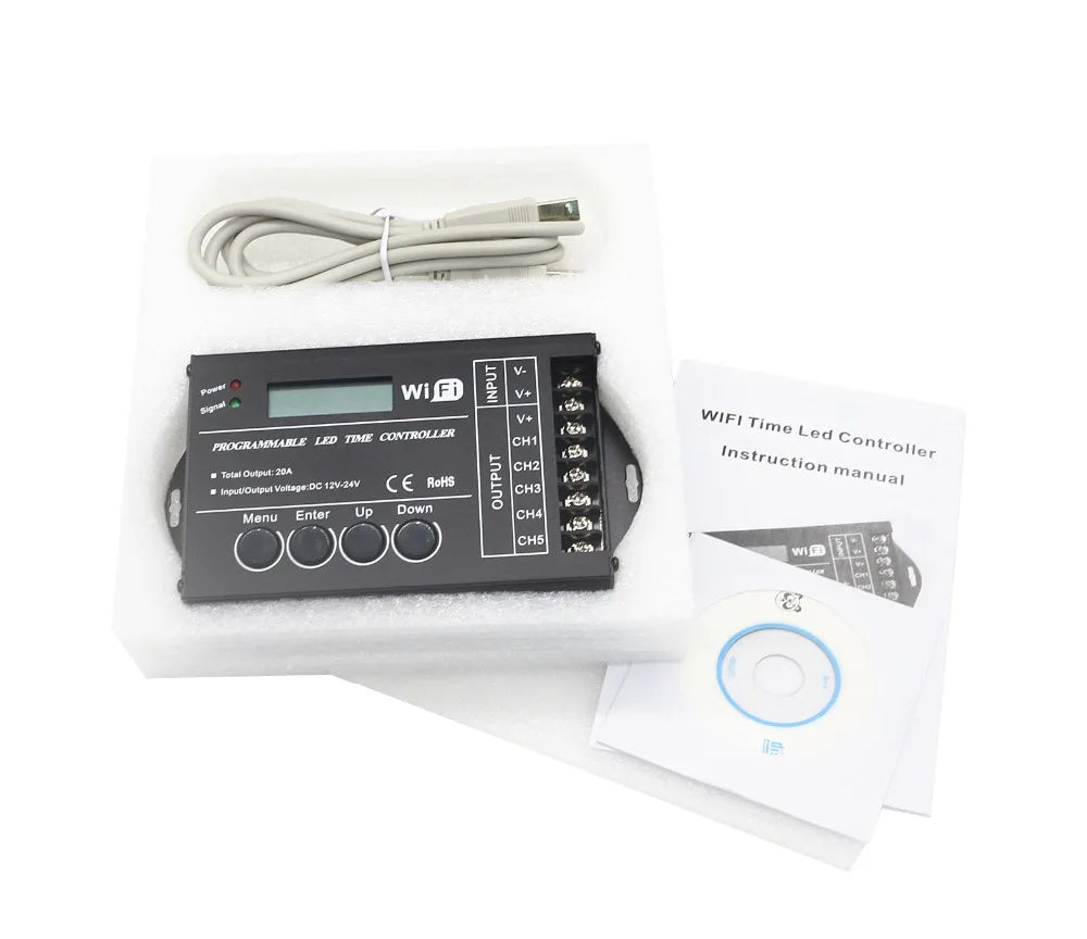 Touch Screen WiFi Time Programmable RGBW LED Controller TC421 TC420 TC421SJ TC420SJ NL502 12V 24V 5CH 20A LED Strip Dimmer
