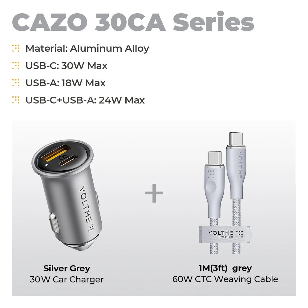 VOLTME 30W PD USB C Car Charger Fast Charging Type C Car Charger super charge cars USB Charger For iPhone 15 14 13 Pro Max