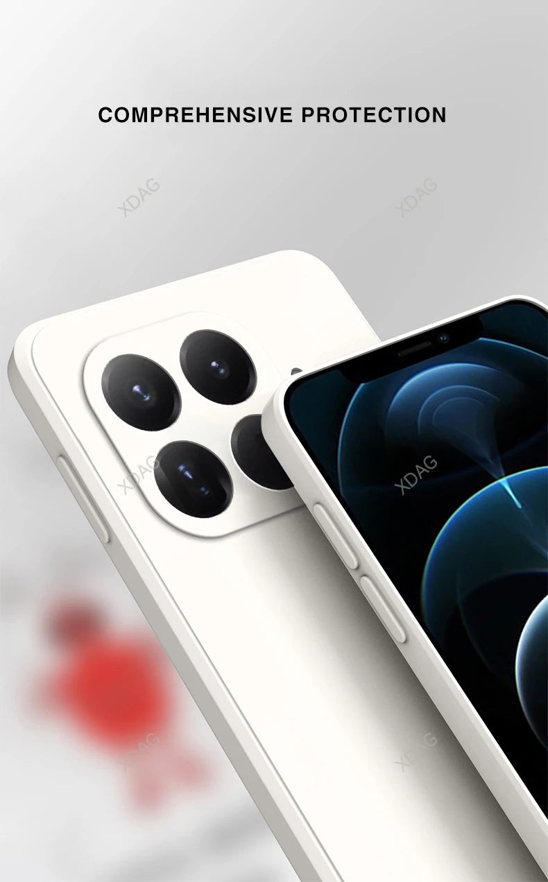 Original for Xiaomi 15T/15T Pro 5G Phone Case Liquid Silicone Internal Flocking Soft Shockproof Back Cover Classic Square Design