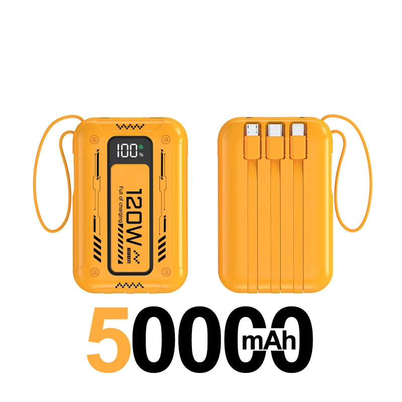 50000mAh Mech Wind Bidirectional Super Fast Charging Mini Convenient Comes With Cable Power Bank PD22.5W Mobile Power Bank