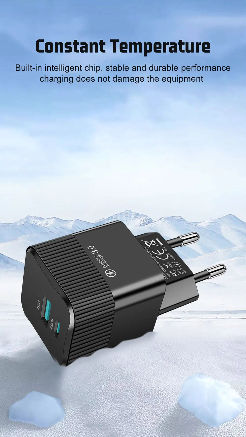 2 Ports PD 25W USB C Fast Charger KR EU Mini Travel Plug Phone Fast Charging Adapter for iPhone 15 Pro Max Oneplus