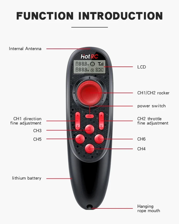 HOTRC Hot rc DS-600 DS600 6CH 2.4GHz FHSS Radio System Transmitter Remote Controller DS600 PWM 6CH Receiver For Model Boat Toy